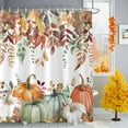 thumbnail image 2 of Shower Curtains for Bathroom-60"x72",Thanksgiving Pumpkin Autumn Watercolor Leaves Waterproof Bath Curtain Shower Curtain Set, 2 of 7