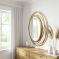thumbnail image 3 of Parisloft 35.7 Inch Large Round Gold Wall Mirror, Decorative Circle Mirror for Bathroom Vanity, Bedroom Living Room, Antique Gold Foil, 3 of 10