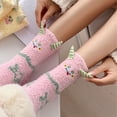 thumbnail image 4 of Xfvqtps Fuzzy Socks for Women Fluffy Slipper Socks Cute Embroidery Winter Warm Soft Sleep Socks, 4 of 7
