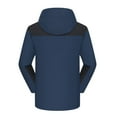 thumbnail image 3 of Fashion YLSDY Men's Lightweight Waterproof Raincoat Fleece Lined Hoodies Softshell Rain Jacket Zippers Plus Size Warm Windbreaker Long Coat Dark Blue L, 3 of 3
