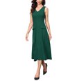 thumbnail image 2 of INSPIRE CHIC Women's Business Dresses V Neck Sleeveless A Line Midi Work Dress XS Dark Green, 2 of 6