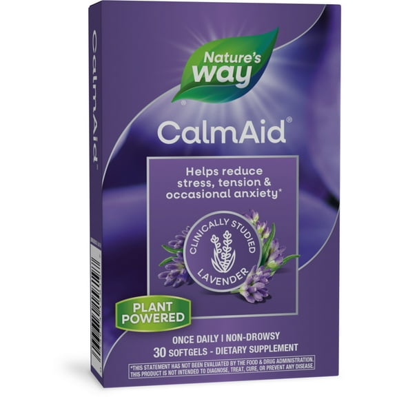 Nature's Way CalmAid Softgels, Helps Manage Stress & Tension*, Clinically Studied Lavender, 30 Count