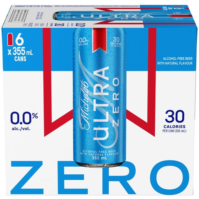 Michelob Ultra Zero Non-Alcoholic Beer, 355mL Cans, 6-pack, Superior Taste, 0.0% Alcoholic Beer