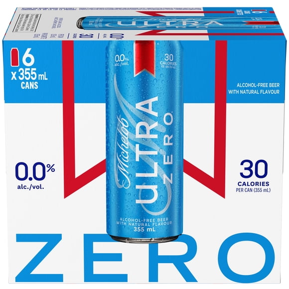 Michelob Ultra Zero Non-Alcoholic Beer, 355mL Cans, 6-pack, Superior Taste, 0.0% Alcoholic Beer