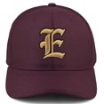 thumbnail image 1 of Daxton Premium Mid Profile Hat Semi Curved Visor Burgundy Cap Black Gold Gothic Embroidered, Letter E, 1 of 3