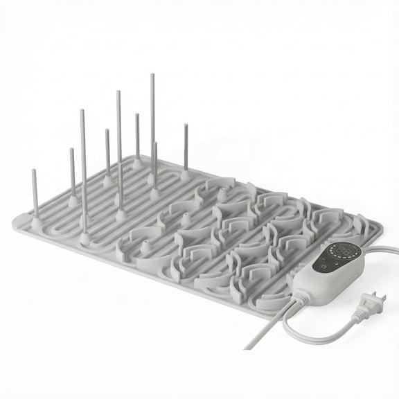 Baby Bottle Drying Rack with 20 Hooks, Space Saving Kitchen Bottles Rack Dryer, Vertical Baby Bottle Holder Organizer for Countertop Storage Accessories (Gray)