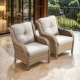 thumbnail image 3 of Gymojoy 3 Piece Patio Conversation Bistro Set Outdoor Chat Furniture, Porch Balcony Furniture Set,Wicker Lounge Chairs with Side Table Set,Navy, 3 of 7