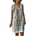 thumbnail image 1 of Birdeem Robes d'Été Décontractées à Manches Courtes Imprimées Col en V pour Femmes, 1 of 5