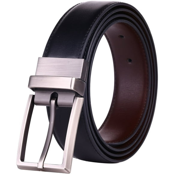 beltox fine Men's Dress Belt Leather Reversible 1.25" Wide Rotated Buckle Gift Box … (Black/Brown,40-42) …