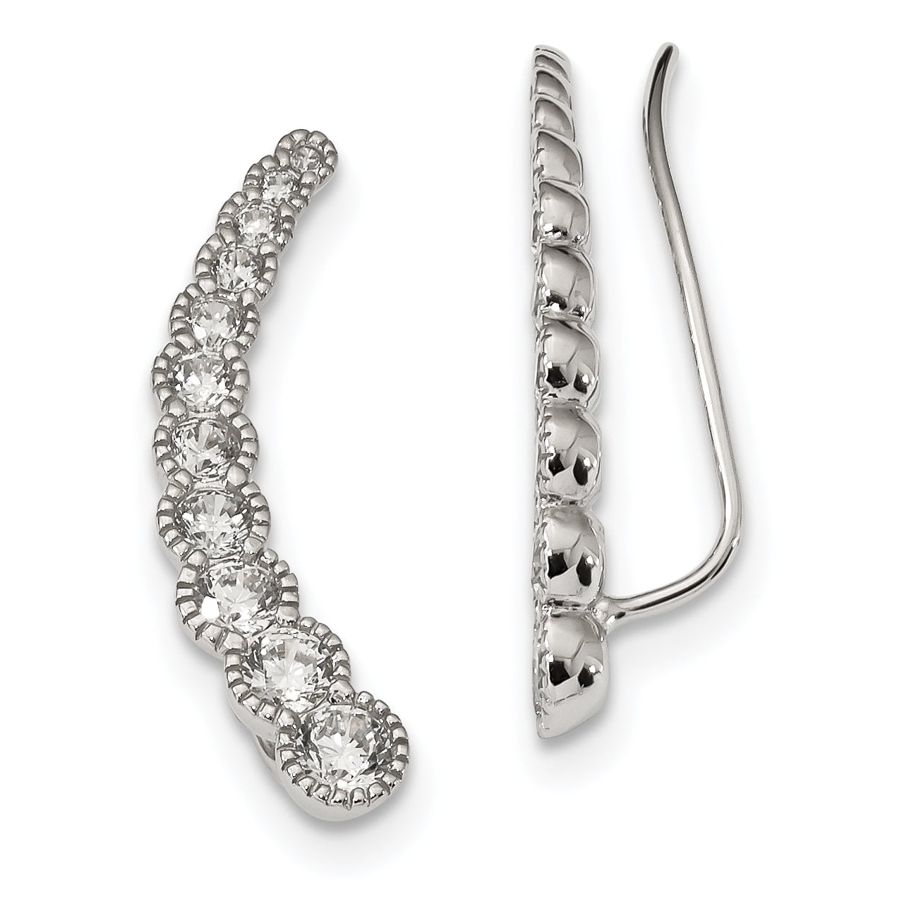 stone cubic zirconia ear climbers