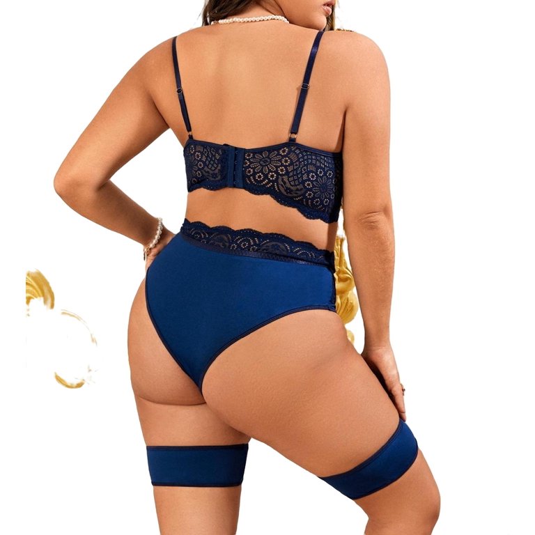 Sexy 4pack Sets Navy Blue Plus Size Sexy Lingerie (Women's)