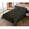 thumbnail image 4 of Ambesonne Art Deco Fitted & Flat Sheet with Shams 4 Pcs Set, Black Vintage Line Shells, King, Black and Sand Brown, 4 of 5