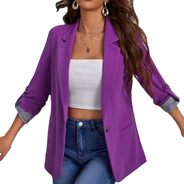 Chaqueta de traje para mujer, chaqueta de negocios para mujer, abrigo de traje con cuello vuelto, chaqueta de negocios de Color puro, calidad superior