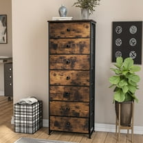 Pellebant Black 7 Drawers Vertical Dresser Storage Tower Chest, Wood color
