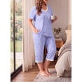 thumbnail image 3 of Cueply Women Plus Size Pajamas Set Short Sleeve Pjs Sleepwear Loungewear Nightwear with Pockets, 3 of 8