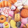 thumbnail image 6 of 10pcs Kawaii Squishy Bread Toy Set - Slow Rising Stress Relief Keychain | Mini Food Fidget Toys for Kids & Adults, 6 of 9