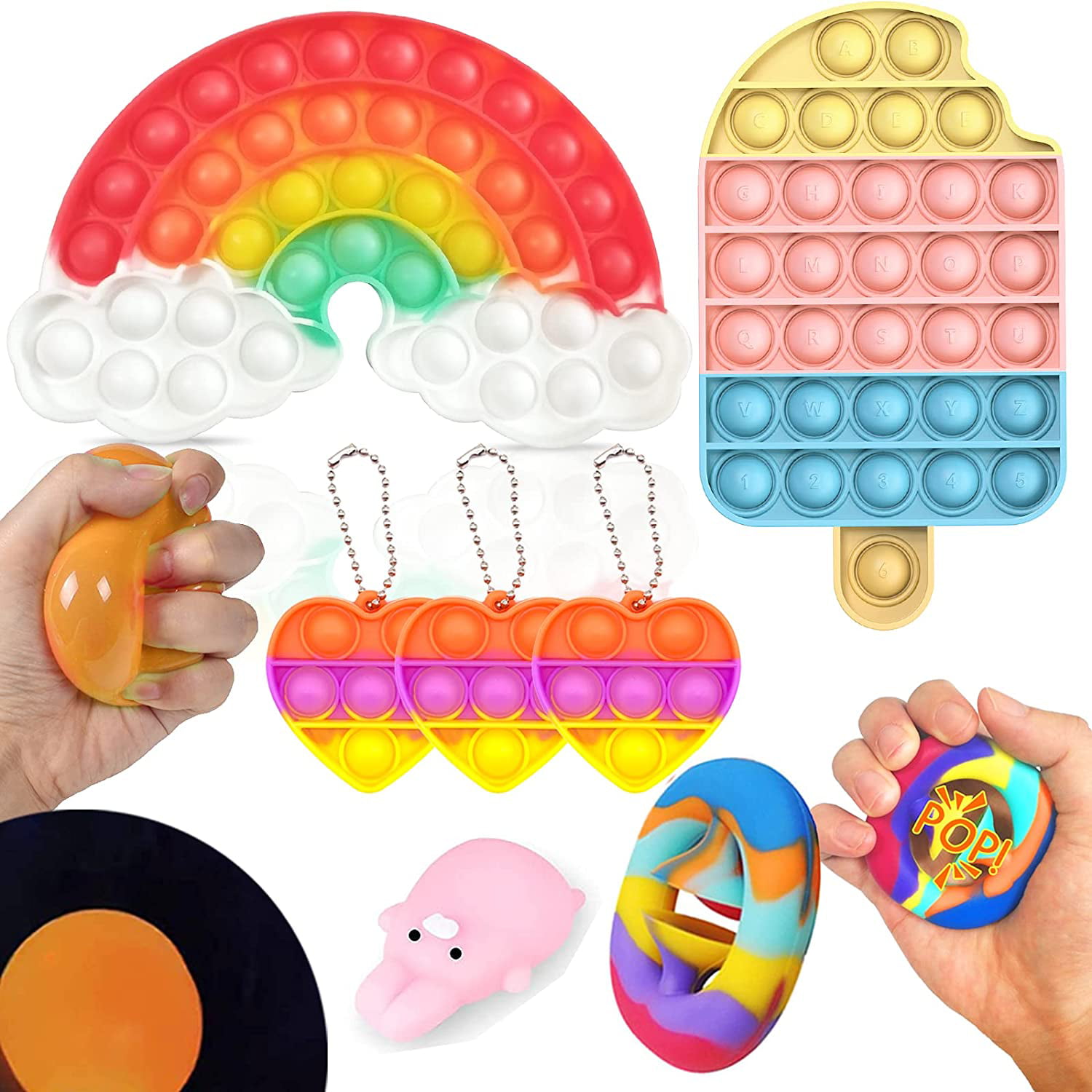 4X Fun Simple Bubble Fidget Sensory Toys Pack Stress Relief Bubble  Anti-Anxiety 
