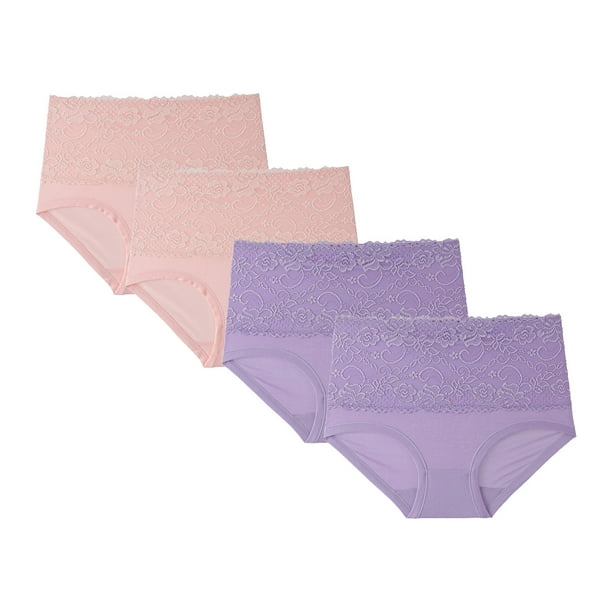 QTBIUQ 4PC Women Lace High Waisted Body Shaper Shorts Shapewear Tummy  Control Panties(Multicolor,M) 