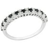 Miabella 1/2 Carat T.W. Round Black and White Diamond Eternity Ring in Sterling Silver