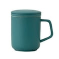 thumbnail image 2 of Ceramic Tea Infuser Cup with Lid - Handle Tea Cup with Strainers for Loose Leaf Tea，Enhanced Heat Protection，Business Mug Office Mug Ceramic Mug |Green, 2 of 8