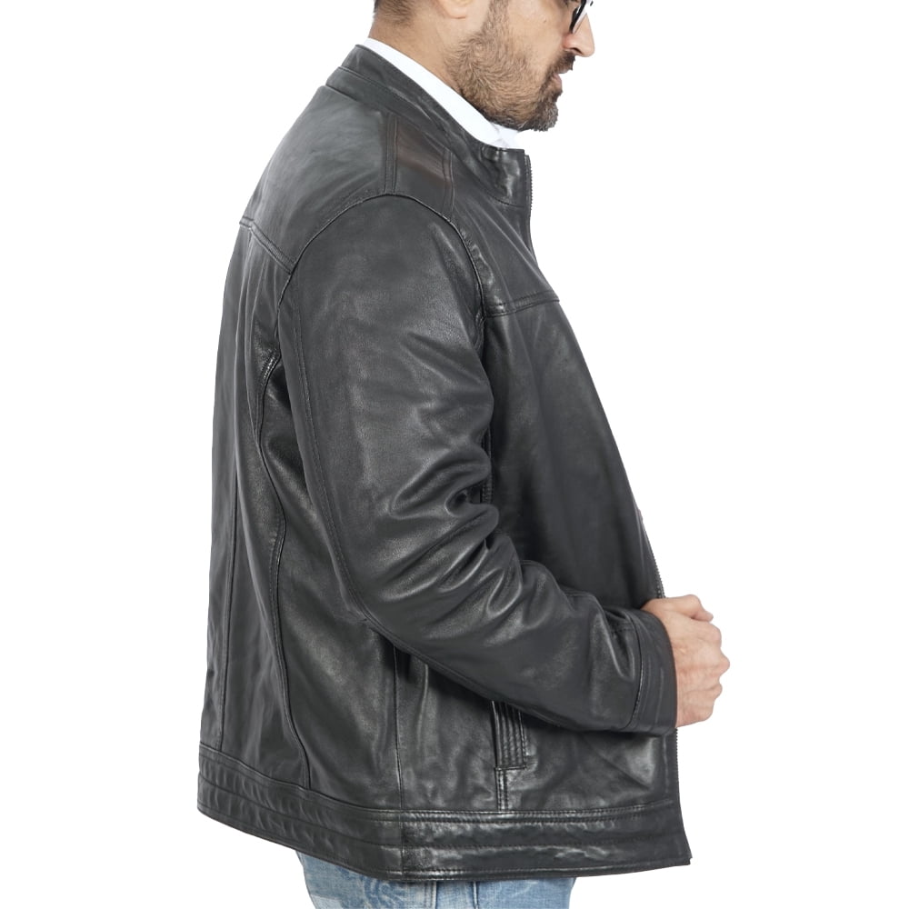 Boston Harbour Ace Winter Biker Casual Leather Jacket Mens - Ace Biker Black Mens Bomber Real Leather Jacket