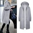 thumbnail image 4 of Xmyrz Fall Jackets For Women 2025 Leisure Solid Basic Style Zipper Hooded Drawstring Long Sleeve Baggy Women'S Coats Outerwear Jacket, 4 of 5