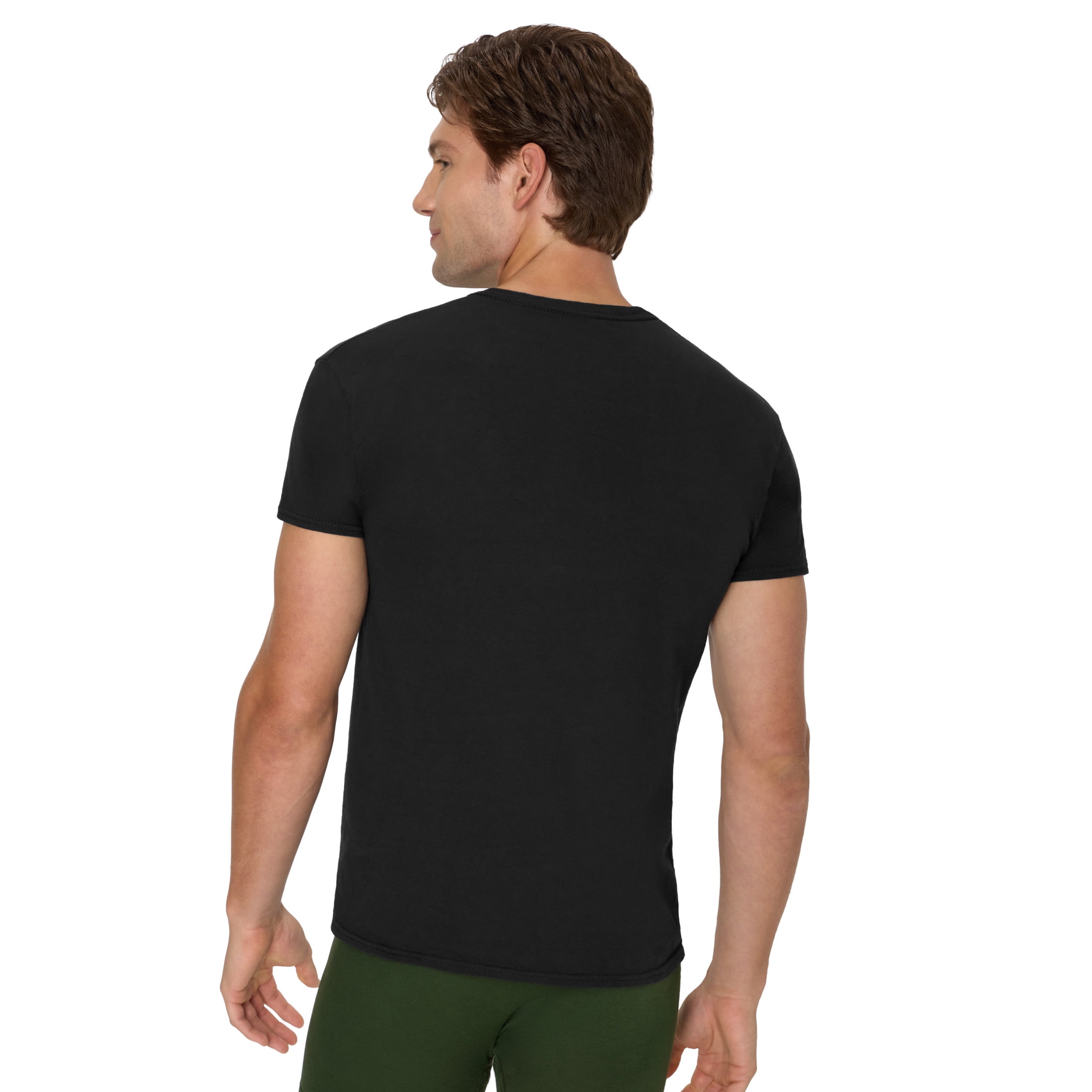 Hanes Men's Cotton Pocket T-Shirt Pack with Odor Control, Moisture-Wicking, Black/Grey, 6-Pack