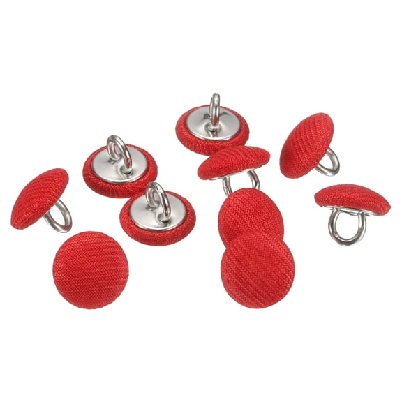 Uxcell 10pcs 16L Fabric Cloth Covered Button 10mm 3/8" Round Metal Shank Satin Sewing DIY Craft Buttons for Bridal Wedding Suits Dress Blouses Sweaters, Red