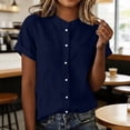 thumbnail image 2 of bovemsi Summer Tops for Women Short Sleeve Cotton Linen Button Down Loose Summer Blouses Cute Summer Tops, 2 of 6