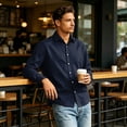 thumbnail image 7 of GrmtClth Mens Dress Shirts Solid Tone Long Sleeve Wrinkle Free Collared Button Down Regular Fit Comfort Business Casual Tops Navy 3XL, 7 of 7