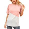 thumbnail image 4 of T-shirt Femme à Manches Courtes Col Rond Blouse Décontractée Femme, Rose, TTG, 4 of 7