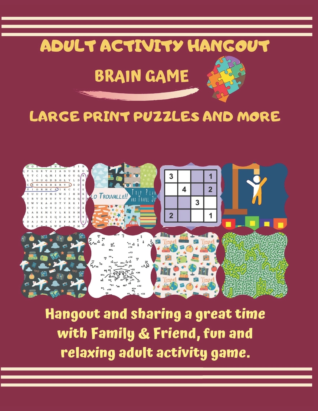 Adult Activity Book Large Print Brain Game Puzzles and More Hangouts