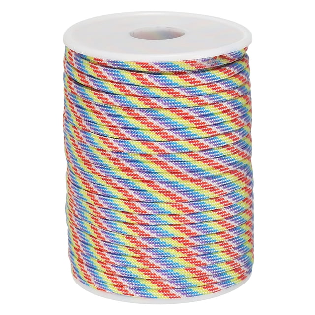 Cuerda Paracord Uxcell 330lb, 4mm 7 hebras, carrete de cordón para camping, hamaca, senderismo, color arcoíris, 30m