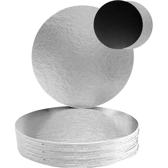 10" Silver/Black Round Compressed Cakeboard, 12 ct. - 2 mm thick