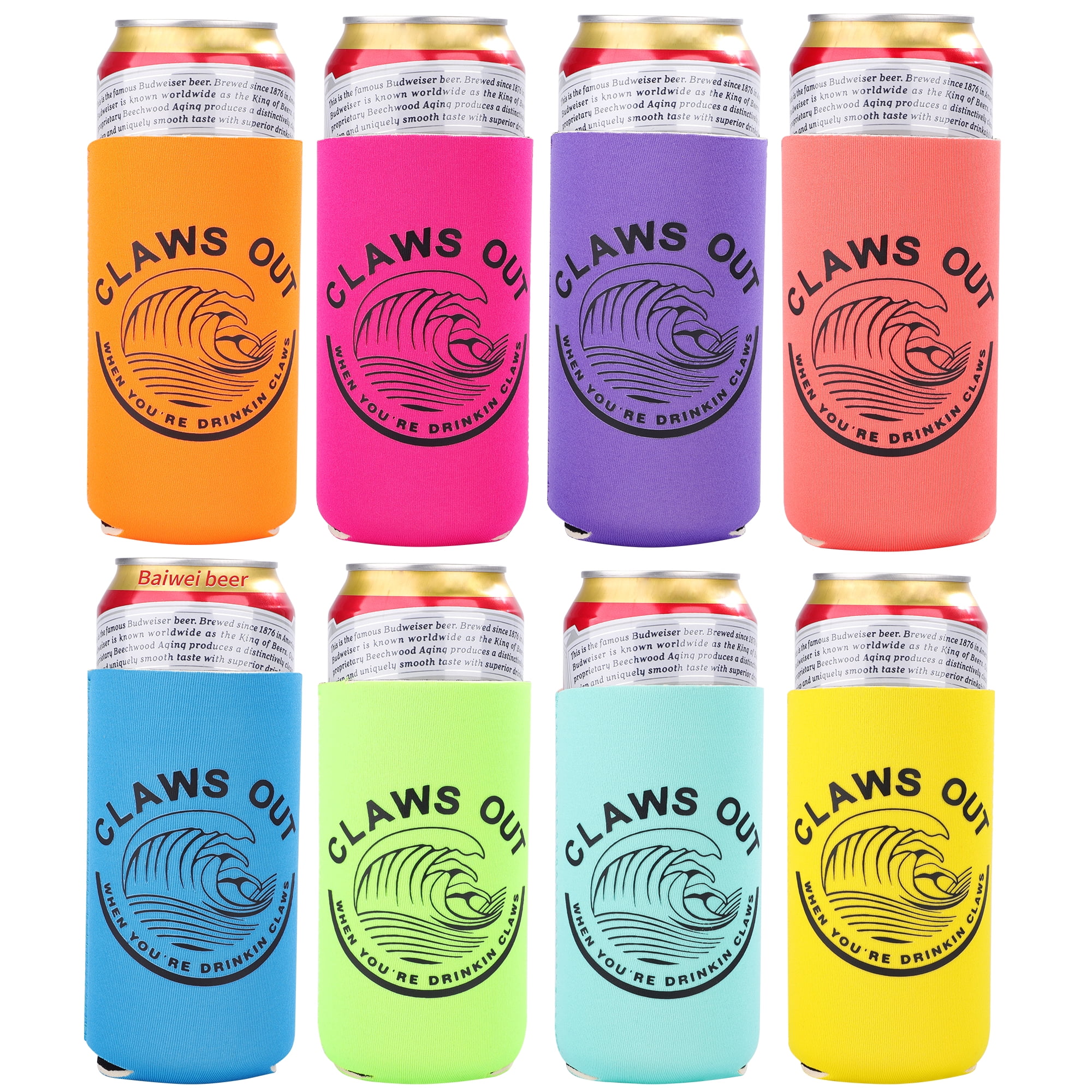 Soda Can Lids 4-Pack Neoprene Can Coolers Slim Fit For White