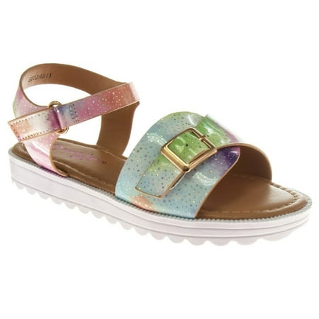 Nanette Lepore Girls White Sole Sandals (Toddler Sizes) - Light Multi, 7