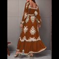 thumbnail image 4 of Vestido de Otoño para Invitada de Boda, Estilo Bohemio, Floral, de Larga, con Escote en V, Fluido, Elegante, para Playa Marrón S, 4 of 9