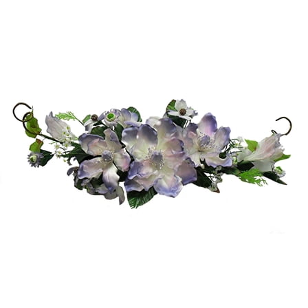 Amethyst Purple Magnolia 26in Artificial Polysilk Faux Fake Flower Hand Wrapped Crinkle Sheer Swag for Craft Bouquet Arrangement Ceremony Wedding Arch Floral Wall Aisle Decor (Lavender, Set of 2)