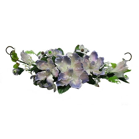 Amethyst Lavender Purple Magnolia Crinkle Sheer 7in Fake Flower Faux Foliage Hand Wrapped Swag For Home Garden Outdoor Ceremony Wedding Arch Floral Decor (Lavender  Set of 2) These two lilac purple 7in magnolia crinkle sheer swags would make an excellent DIY faux floral arrangement. Make your own creative displays with our hard to find artificial plants at unbeatable prices. It s a wonderful way to add a little color to your home  craft projects  or decoration for parties and events. Display these two lilac purple magnolia crinkle sheer artificial polysilk flower swags alone with your favorite vase for table arrangements or centerpieces. Neat  hassle-free and look fresh all the time. The beautiful hued petals adorn each lilac purple magnolia crinkle sheer swag that creates a unique ambiance that s sure to bring color and style to your home all throughout the year.