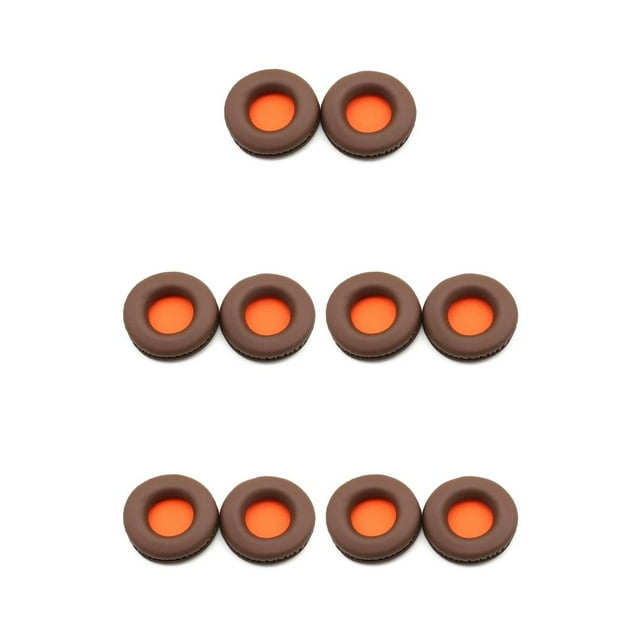 Coussinets d'Oreille pour Casque de Jeu Ronds Éponge Protectrice Accessoires de Remplacement pour HES2.0 Marron 5Ensemble