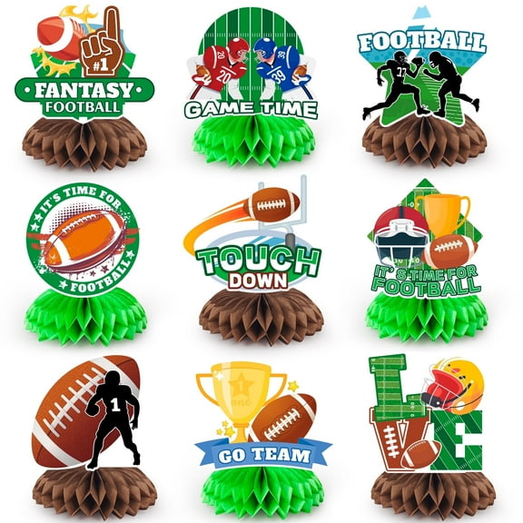Football Party Supplies, 9 Pcs Football Rugby Honeycomb Centerpieces Table Decorations for Football Party Decorations
