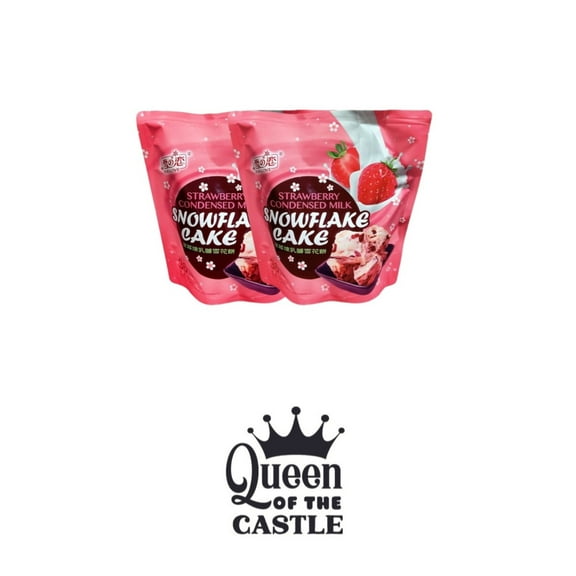 Yuki&Love Strawberry Condensed Milk Snowflake Cake 36 pc 2 Pack total 72pc with Queen of the Castle Gift Tag