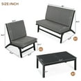 thumbnail image 2 of 4-Piece Sofa Chair Set with Removable Thick Seat Cushions, V-Shaped Solid Wood Outdoor Sofa Set with Free Table Cover, Free Combination Seating Group for Garden, Porch, Poolside, Black+ Gray, 2 of 7