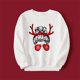 thumbnail image 4 of Sudadera con textura de manga larga a juego para toda la familia con estampado gráfico navideño en color blanco, 4 of 5
