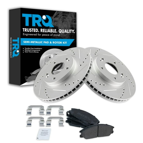 TRQ Front Performance Brake Pad & Rotor Kit Brake Pads Brake Rotors Set Semi-Metallic Premium G-Coated Fits Select 2001-2006 Hyundai Santa Fe