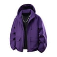 thumbnail image 2 of LpwkSSA Men's Sports Jacket Casual Loose Mountaineering Tooling Outdoor Windproof Multi Pockets Long Sleeve Hooded Casual Outwear Jackets Purple XXL, 2 of 3