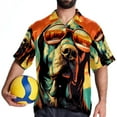thumbnail image 4 of Retro Dog Men's Short Sleeve Printed Poplin Beach Shirts with Spread Collar - Casual Button Down Summer Tops for Unisex, 4 of 6
