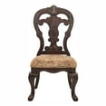 thumbnail image 2 of Traditional Formal Set of 2 Side Chairs Dining Room Furniture Cherry Finish with Gold Tipping Wood Cushion Padded Fabric Seats, 2 of 6