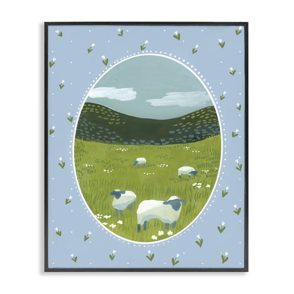 Stupell Industries Cottage Core Sheep Black Framed Giclee Art design by Evelyn Coleman, 14 x 11