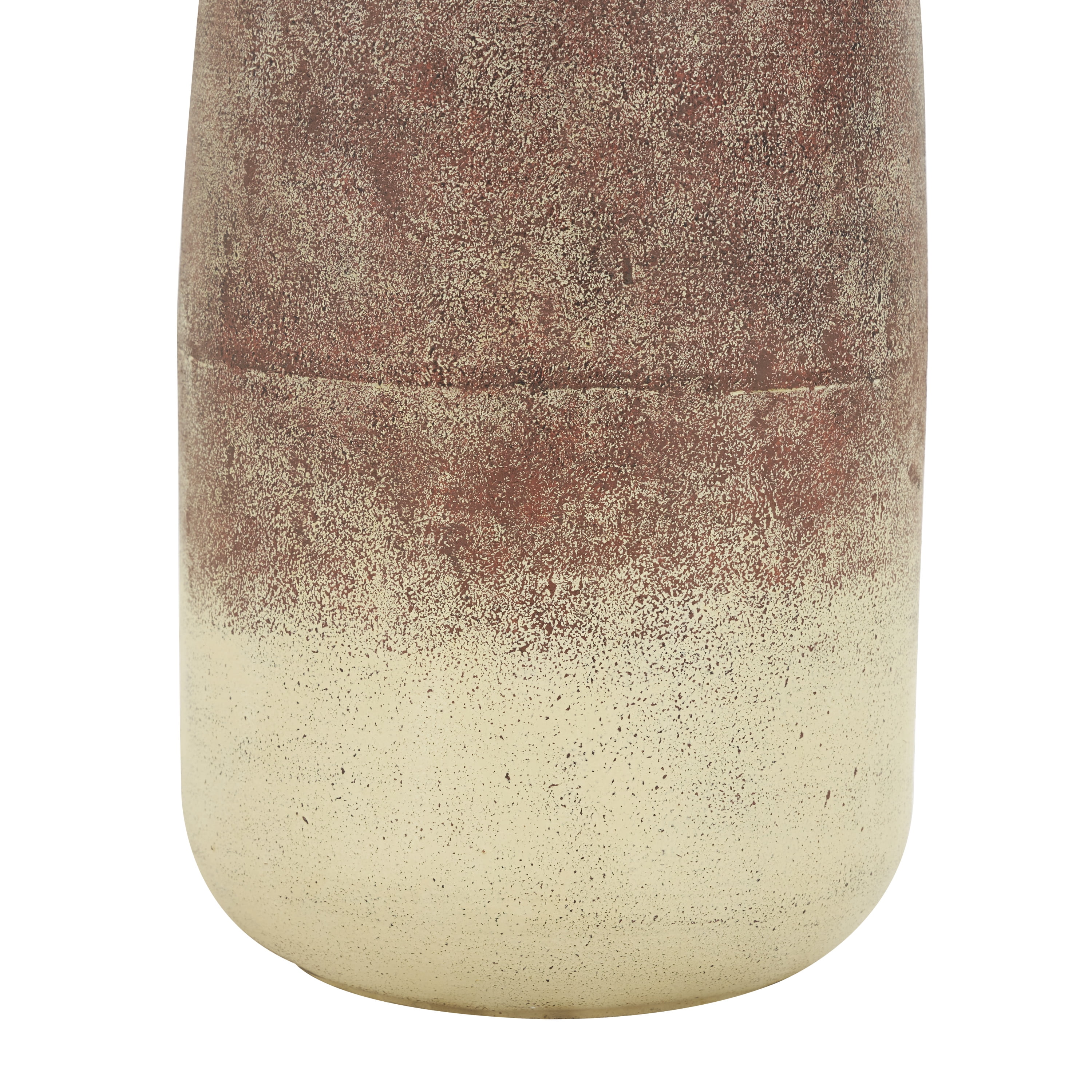 DecMode 20" Distressed Textured Ombre Copper Metal Vase with Cream Accent